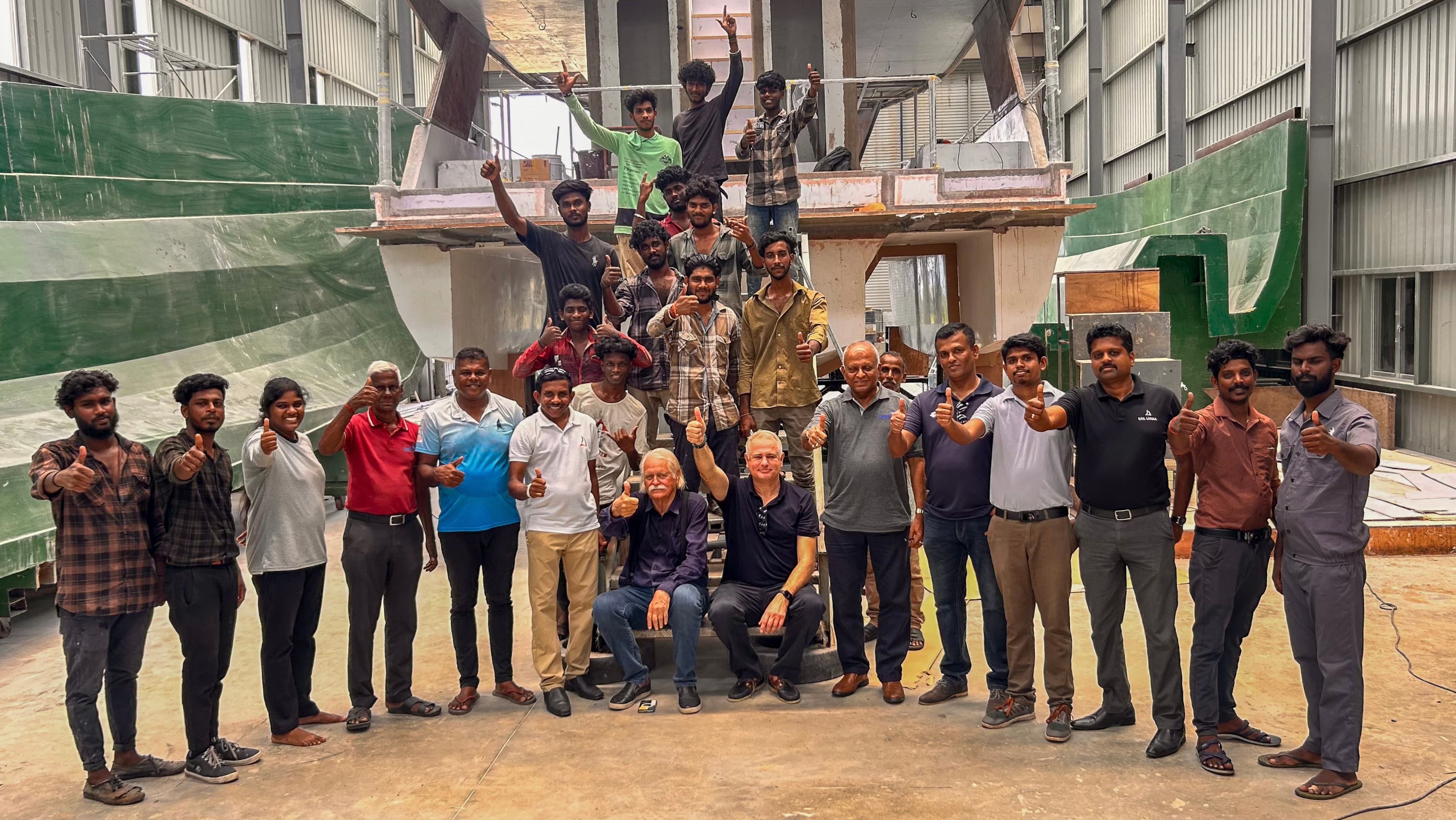 Sail Lanka crew on deck at anchor