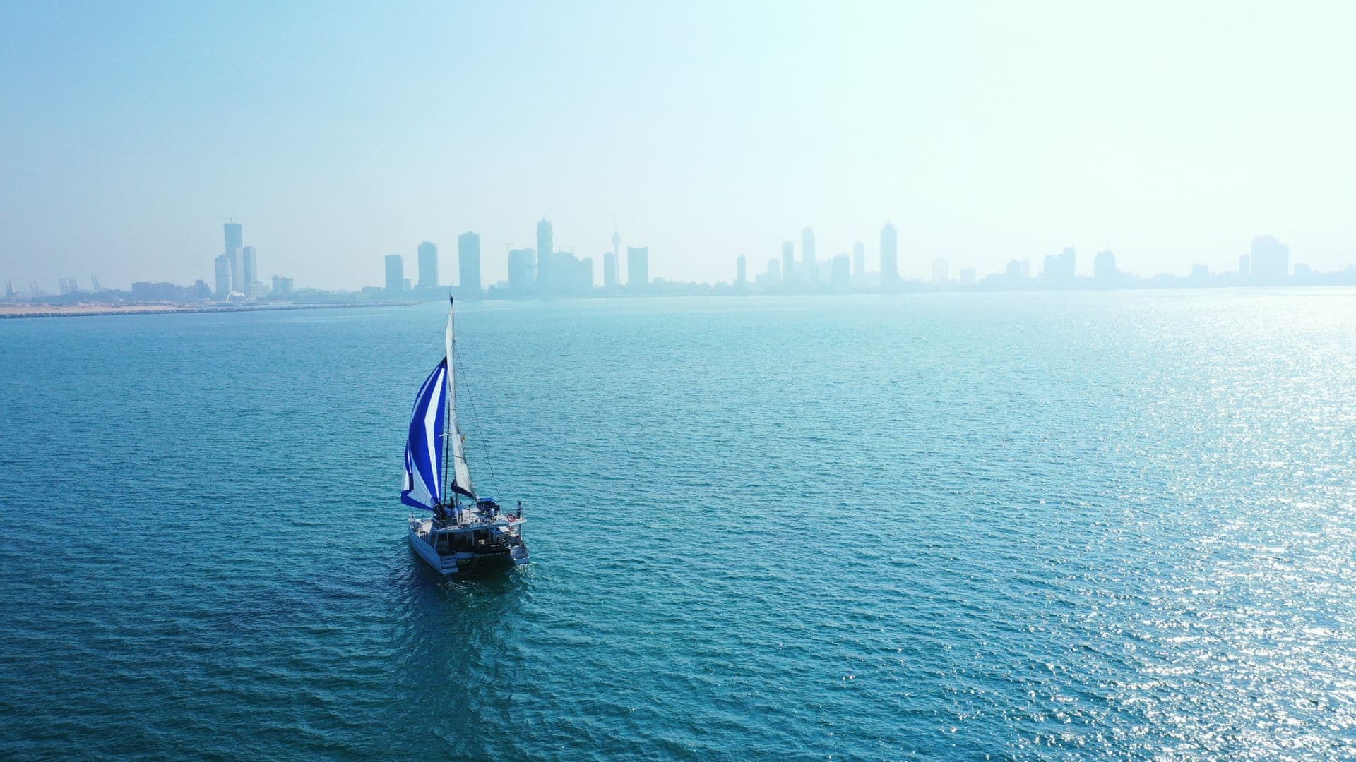 Film crew setting up a shoot on a boat