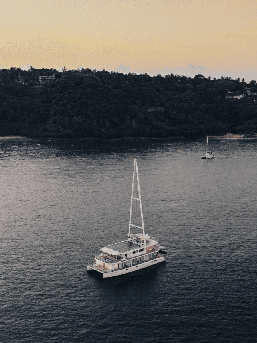 Guests aboard a Sail Lanka sunset cruise off the Sri Lankan coast